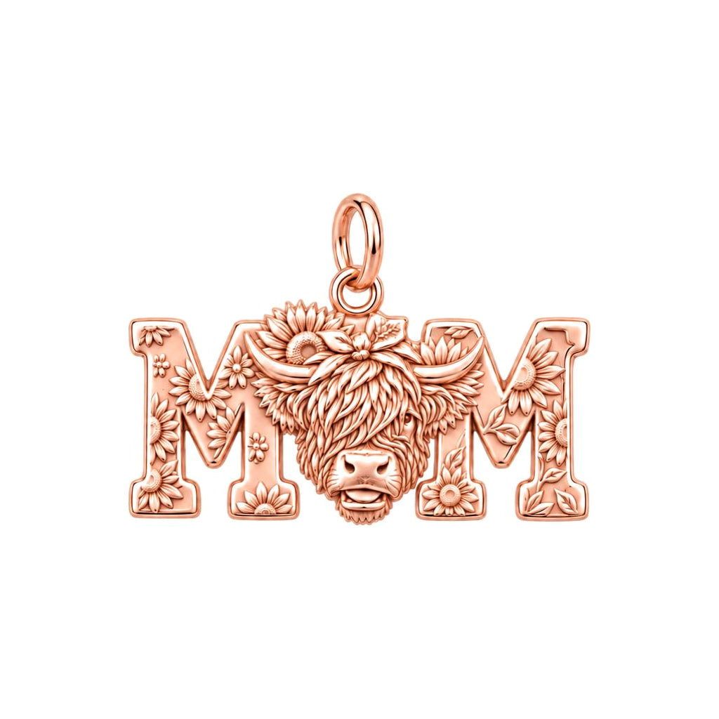 Highland Cow Sunflower Mom Charm and Polyester Cord Bracelet Set