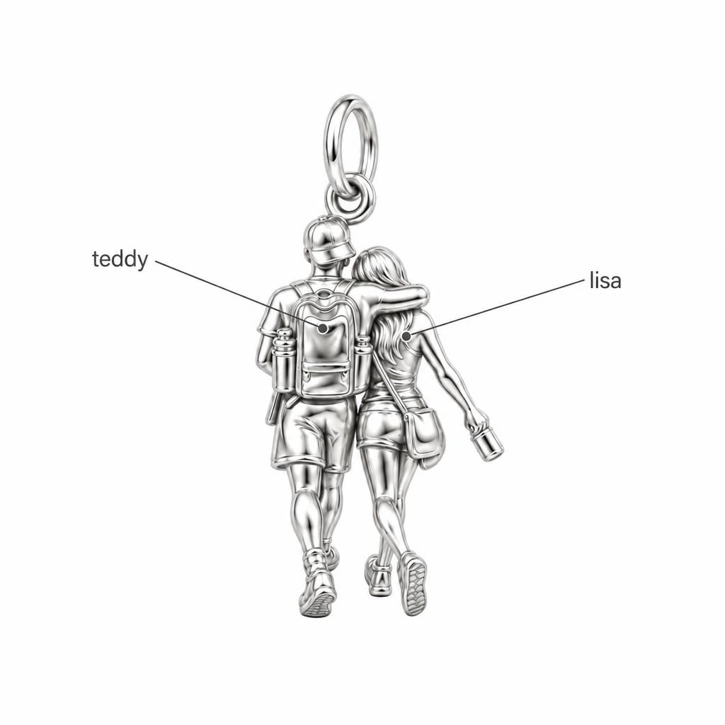 Hiking Side by Side Charm Bracelet – Personalized Couple Gift – personalization guide