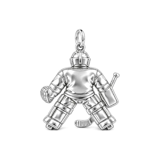 Hockey Goalie On Guard Charm Bracelet – Personalized Athlete Gift – back of the charm, engraving area