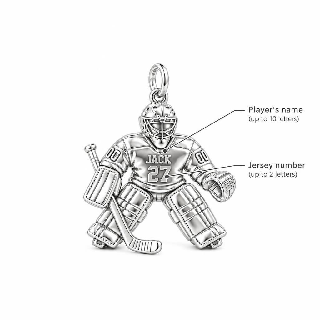 Hockey Goalie On Guard Charm Bracelet – Personalized Athlete Gift – personalization guide