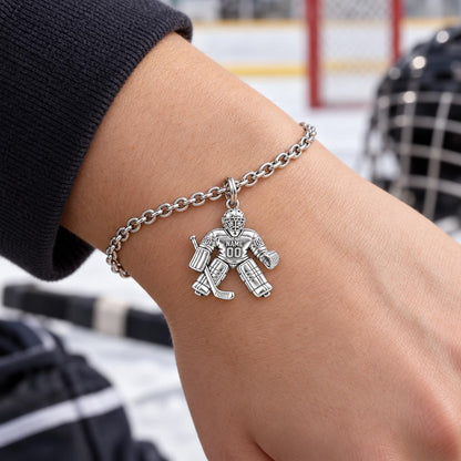 Hockey Goalie On Guard Charm Bracelet Set – worn / in use