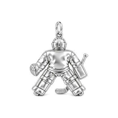 Hockey Goalie On Guard Huggie Charm Earrings – back of the charm, engraving area