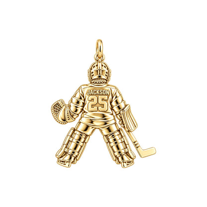Hockey Goalie Stand Tall Charm Bracelet – Personalized Mom Gift – 18K gold charm, front view