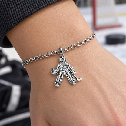 Hockey Goalie Stand Tall Charm Bracelet Set – worn / in use