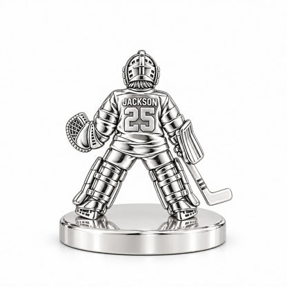Hockey Goalie Stand Tall Keepsake Plaque – silver, front view