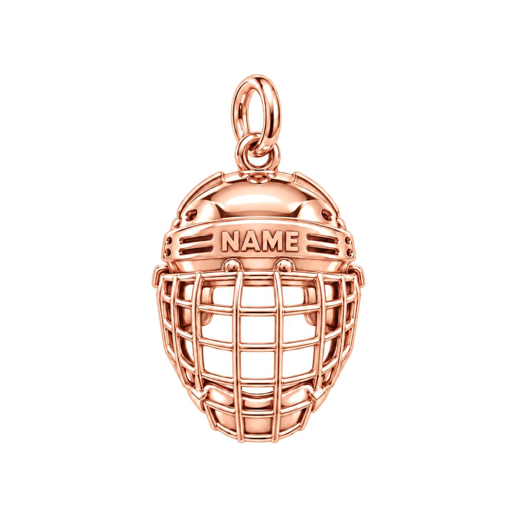 Hockey Hero Helmet Charm Bracelet – Personalized Mom Gift – rose gold charm, front view