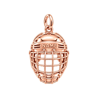 Hockey Hero Helmet Charm Bracelet – Personalized Mom Gift – rose gold charm, front view