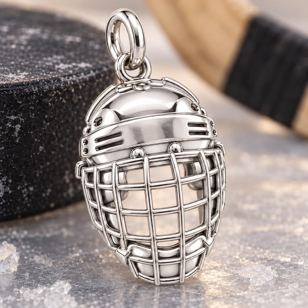 Hockey Hero Helmet Charm Bracelet – Personalized Mom Gift – macro detail of the charm