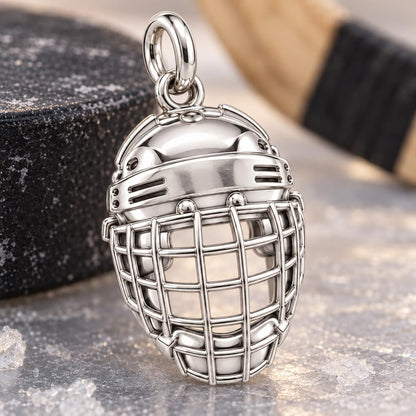 Hockey Hero Helmet Charm Bracelet – Personalized Mom Gift – macro detail of the charm