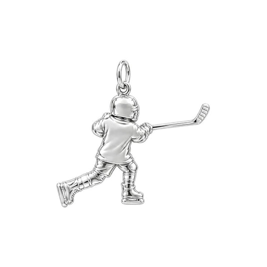 Hockey Star in Motion Charm Bracelet – Personalized Hockey Mom Gift – back of the charm, engraving area