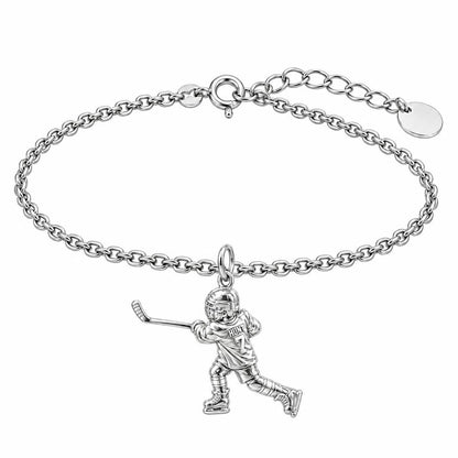 Hockey Star in Motion Charm Bracelet Set – silver, front view