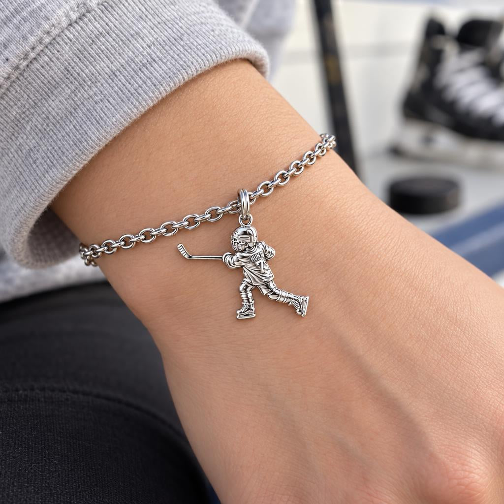 Hockey Star in Motion Charm Bracelet Set – worn / in use