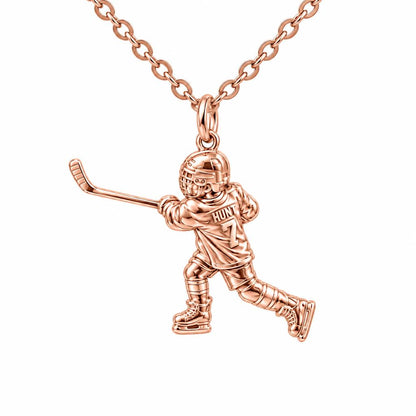 Hockey Star in Motion Charm Necklace Set – rose gold, front view