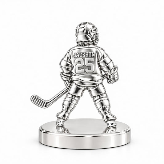 Hockey Star In Motion Keepsake Plaque – silver, front view