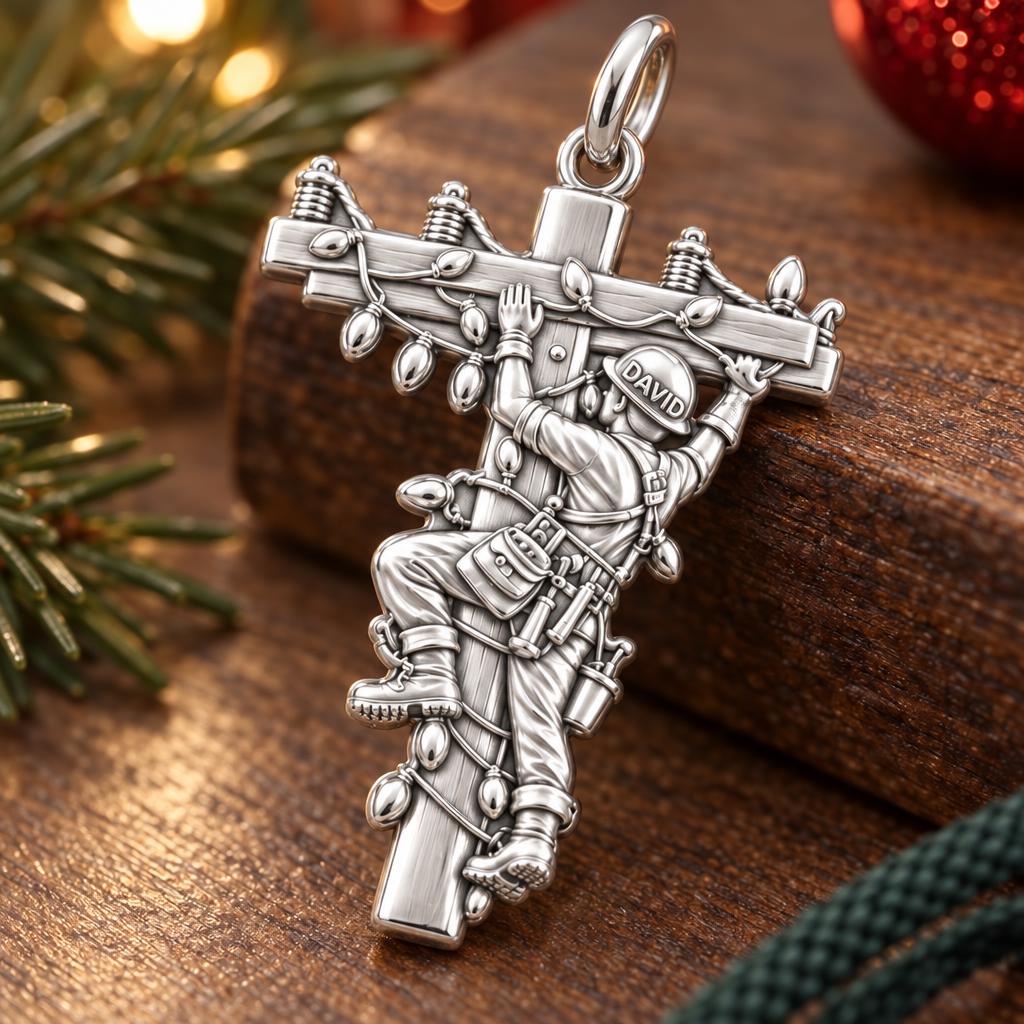 Holiday Lineman at Work Charm and Polyester Cord Bracelet Set