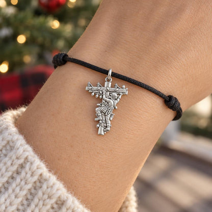 Holiday Lineman at Work Charm and Polyester Cord Bracelet Set