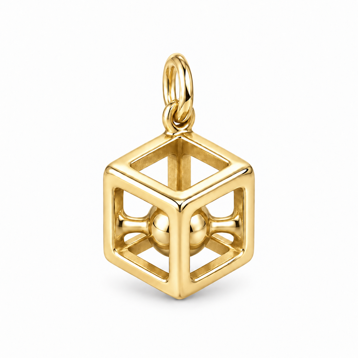 Hollow Geometric Cube Charm — Gold | charm-topics-remaining-444-2026-09-14 | topic-419