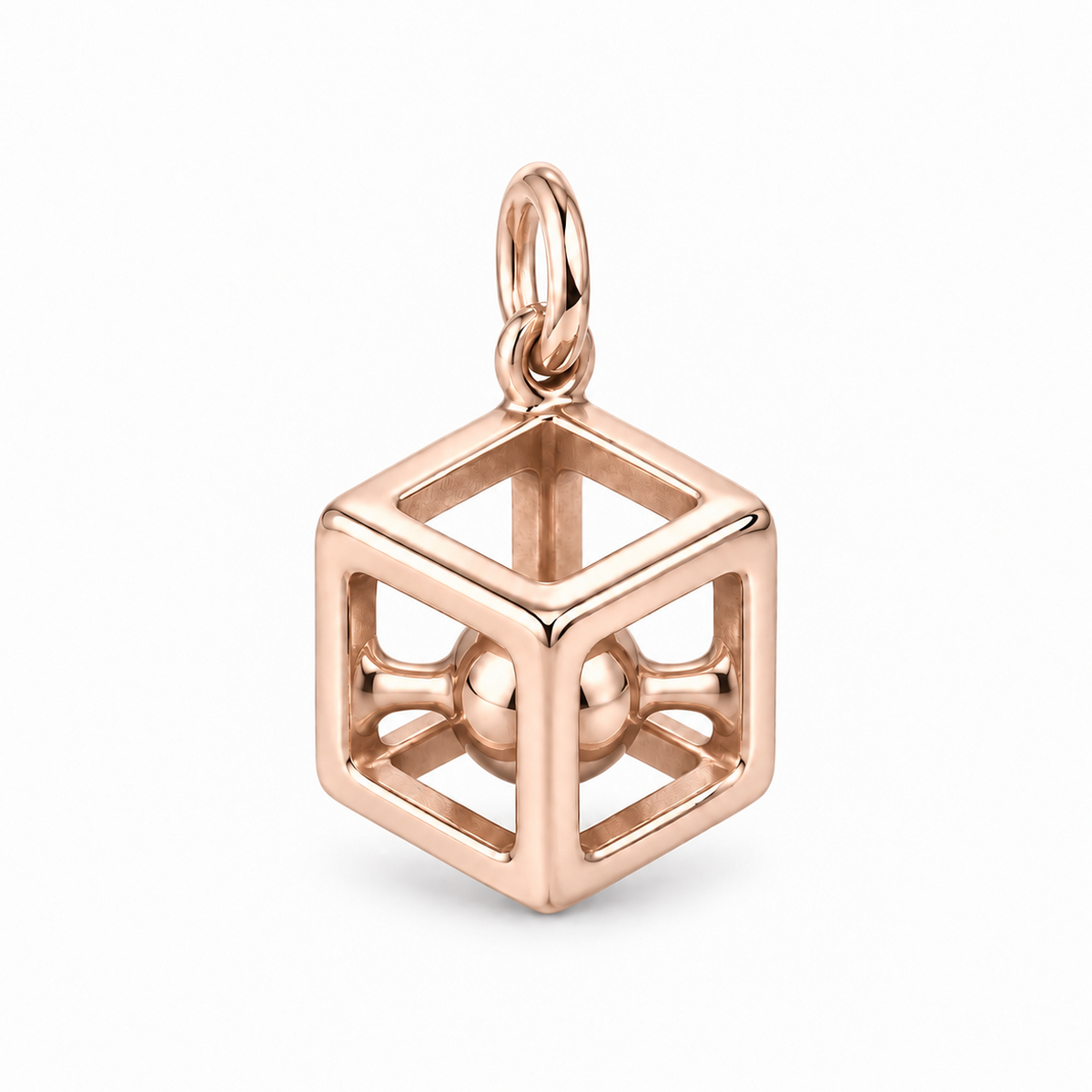 Hollow Geometric Cube Charm — Rose Gold | charm-topics-remaining-444-2026-09-14 | topic-419