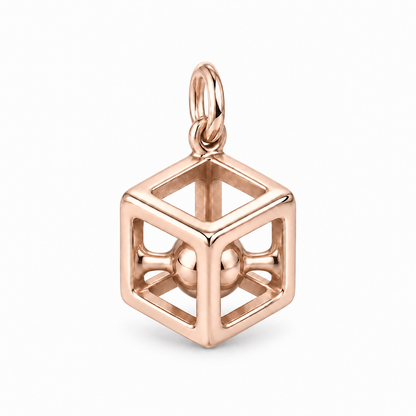 Hollow Geometric Cube Charm — Rose Gold | charm-topics-remaining-444-2026-09-14 | topic-419