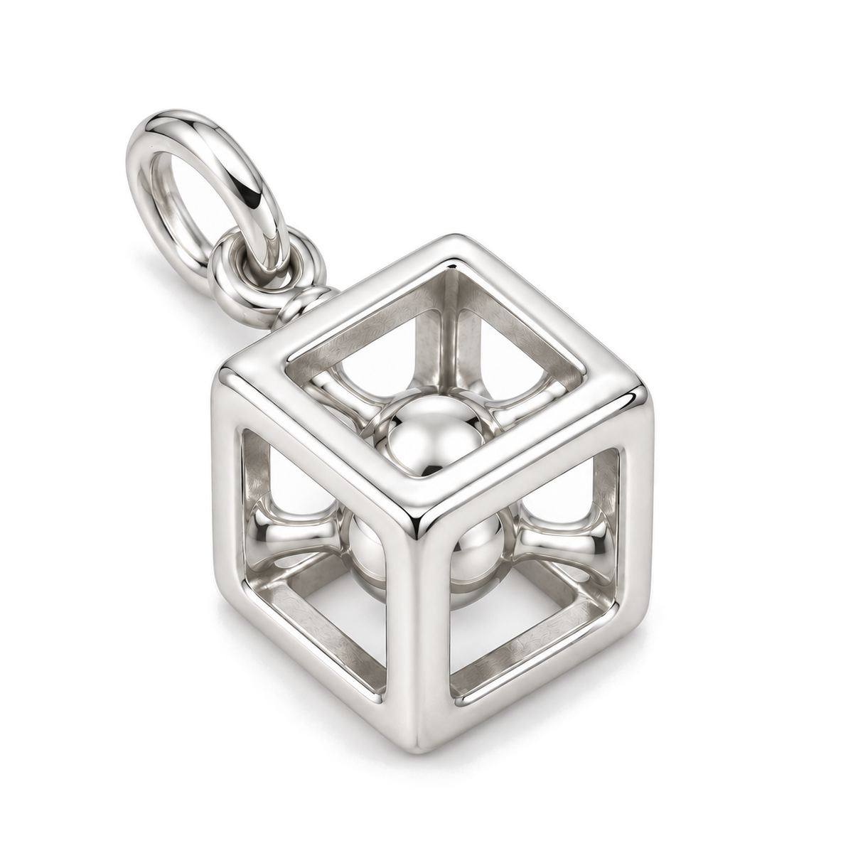 Hollow Geometric Cube Charm — Silver Super Macro | charm-topics-remaining-444-2026-09-14 | topic-419
