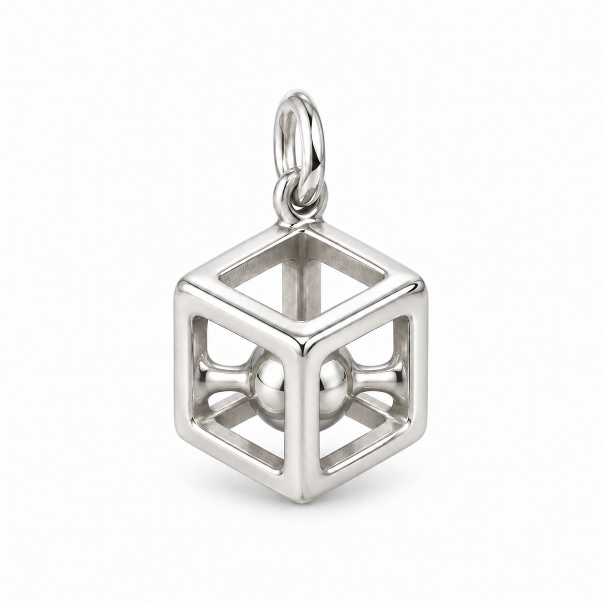 Hollow Geometric Cube Charm — Silver | charm-topics-remaining-444-2026-09-14 | topic-419