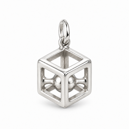 Hollow Geometric Cube Charm — Silver | charm-topics-remaining-444-2026-09-14 | topic-419