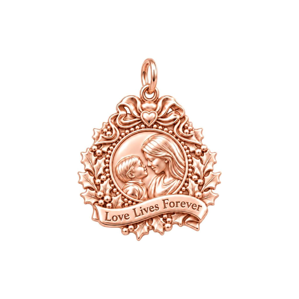 Holly Wreath Photo Charm Bracelet – Personalized Mom Gift – rose gold 2 cm charm, front view