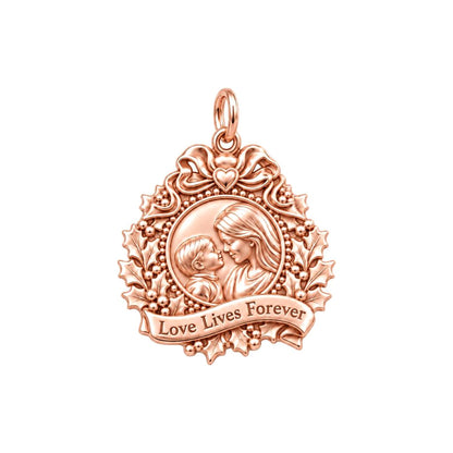 Holly Wreath Photo Charm Bracelet – Personalized Mom Gift – rose gold 2 cm charm, front view