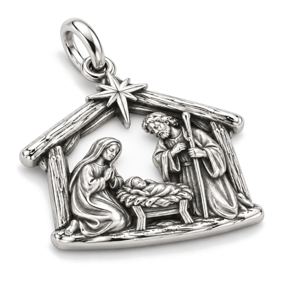 Holy Night Nativity Charm — Silver Super Macro | charm-topics-remaining-444-2026-09-14 | topic-148