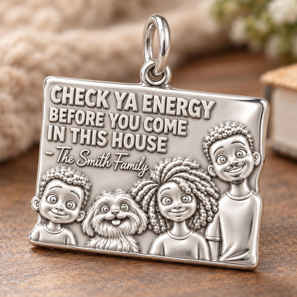 Home Energy Family Sign Charm Bracelet – Personalized Mom Gift – macro detail of the charm