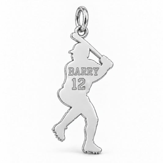 Home Run Batter Charm Bracelet – Personalized Athlete Gift – macro detail of the charm