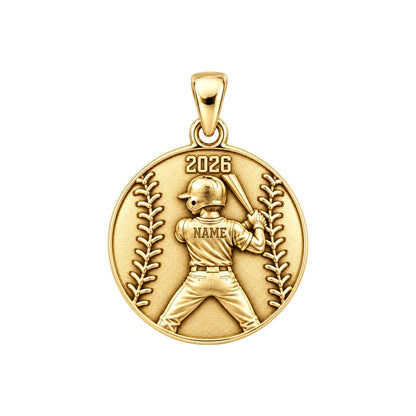 Home Run Hitter Charm Bracelet – Personalized Baseball Gift – 18K gold charm, front view