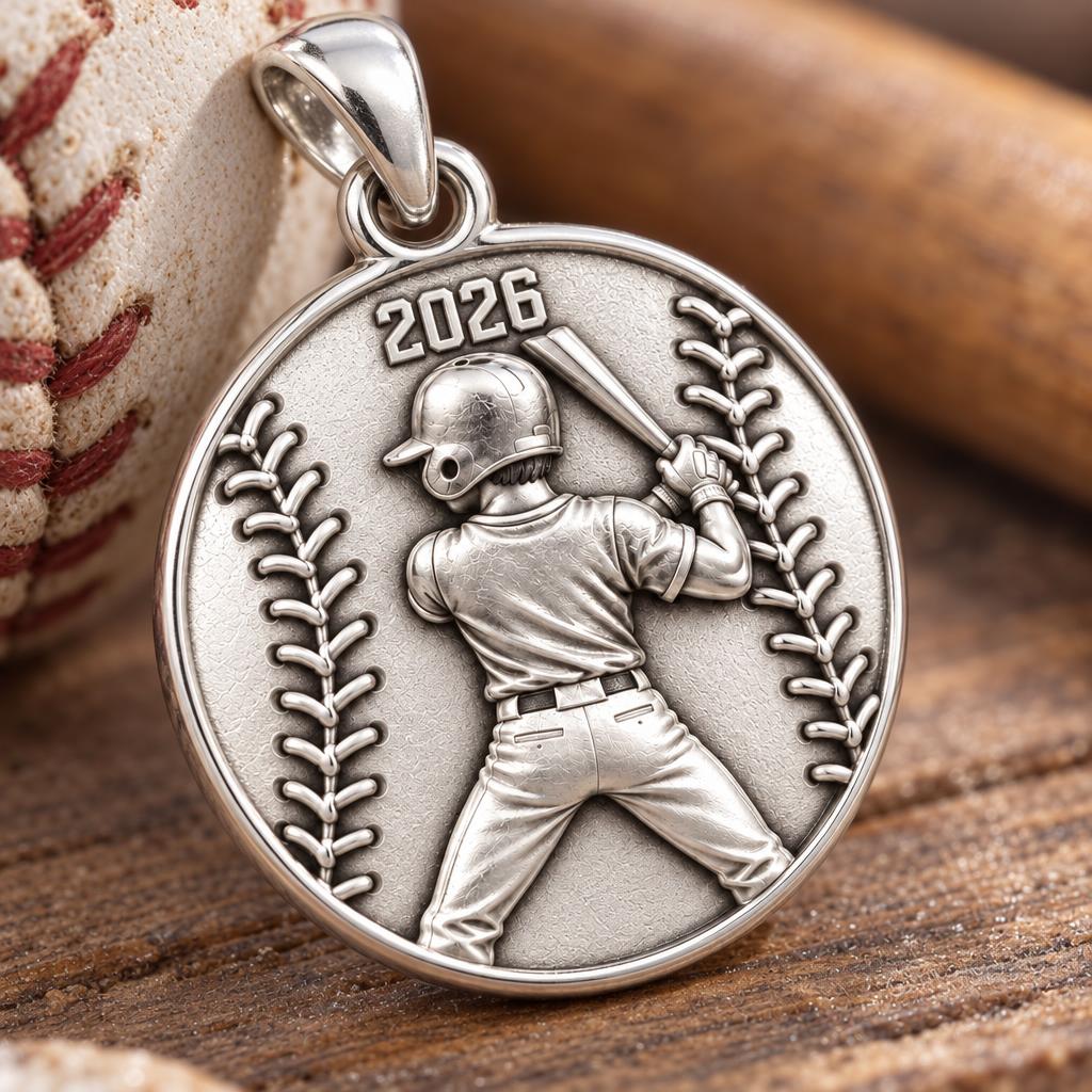 Home Run Hitter Charm Bracelet – Personalized Baseball Gift – macro detail of the charm