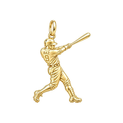 Home Run Hitter Charm Bracelet – Personalized Baseball Gift – 18K gold charm, front view