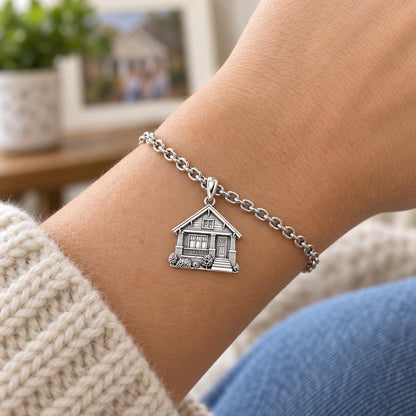 Home Sweet Home Custom Photo Charm Bracelet Set – worn / in use