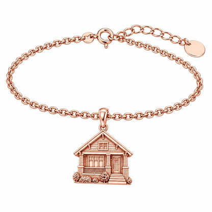 Home Sweet Home Custom Photo Charm Bracelet Set – rose gold, front view