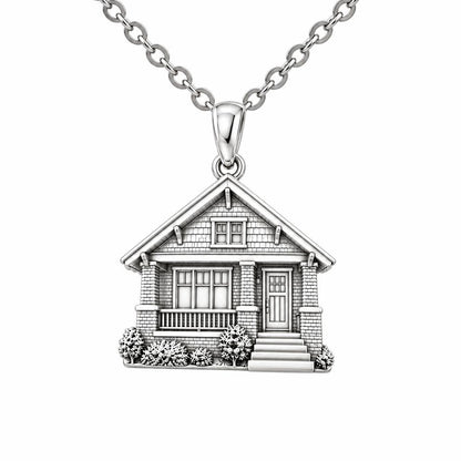 Home Sweet Home Custom Photo Charm Necklace Set – silver, front view