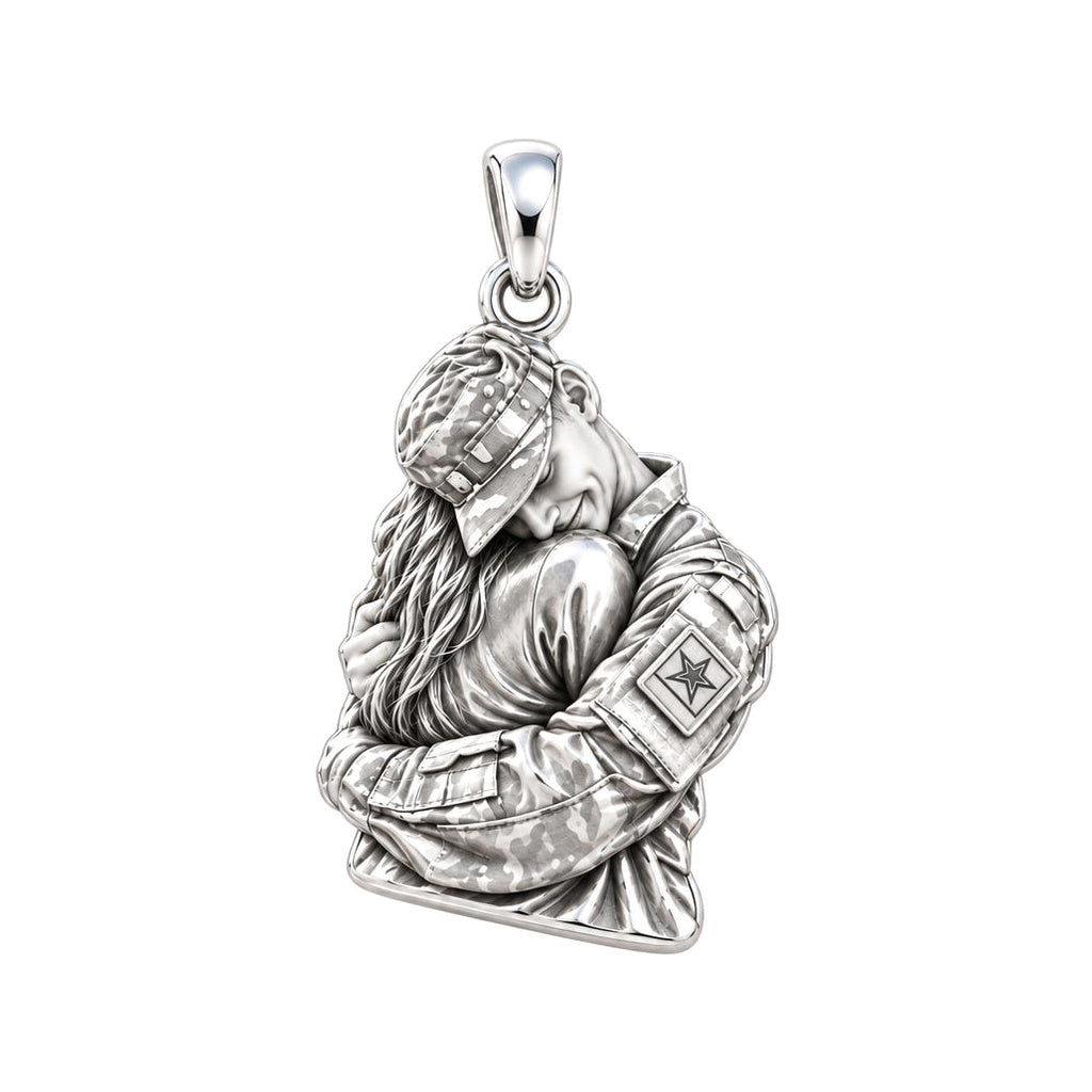 Homecoming Hug Charm Bracelet – Personalized Photo Upload Gift – silver charm, front view