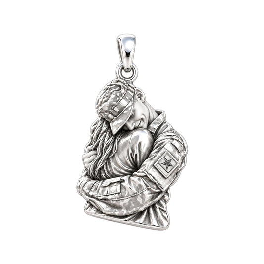Homecoming Hug Charm Bracelet – Personalized Photo Upload Gift – silver charm, front view