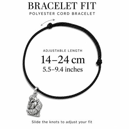 Homecoming Hug Charm Bracelet – Personalized Photo Upload Gift – adjustable black cord bracelet, 14–24 cm