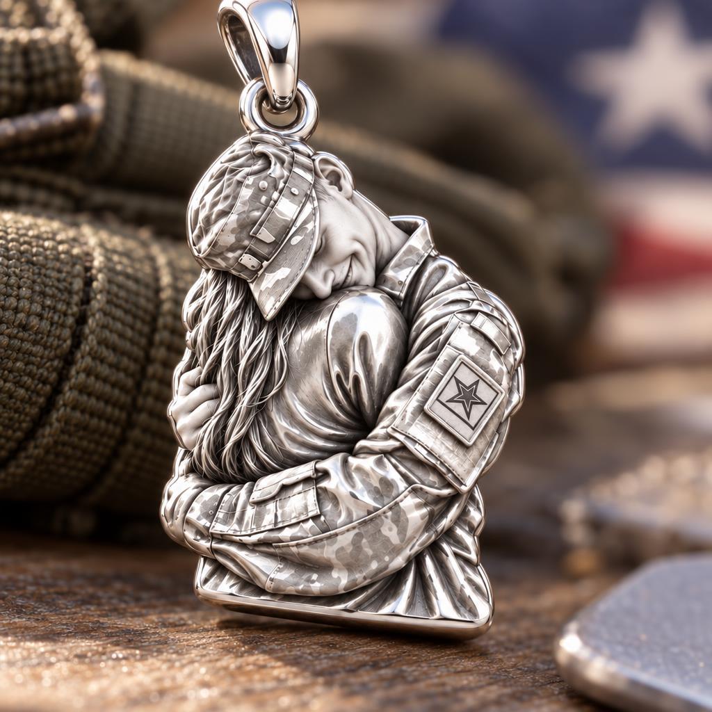 Homecoming Hug Charm Bracelet – Personalized Photo Upload Gift – macro detail of the charm