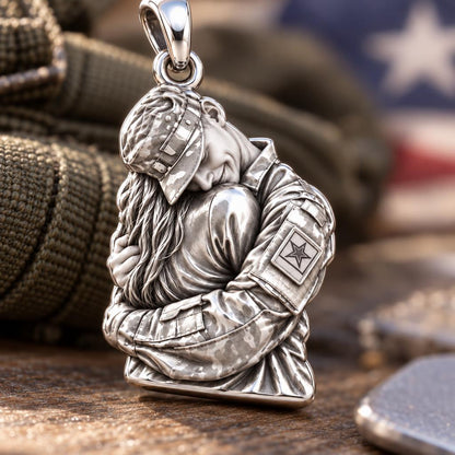 Homecoming Hug Charm Bracelet – Personalized Photo Upload Gift – macro detail of the charm