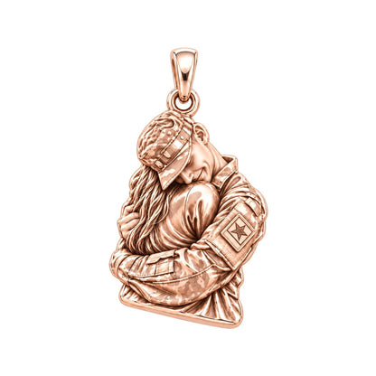 Homecoming Hug Charm Bracelet – Personalized Photo Upload Gift – rose gold charm, front view