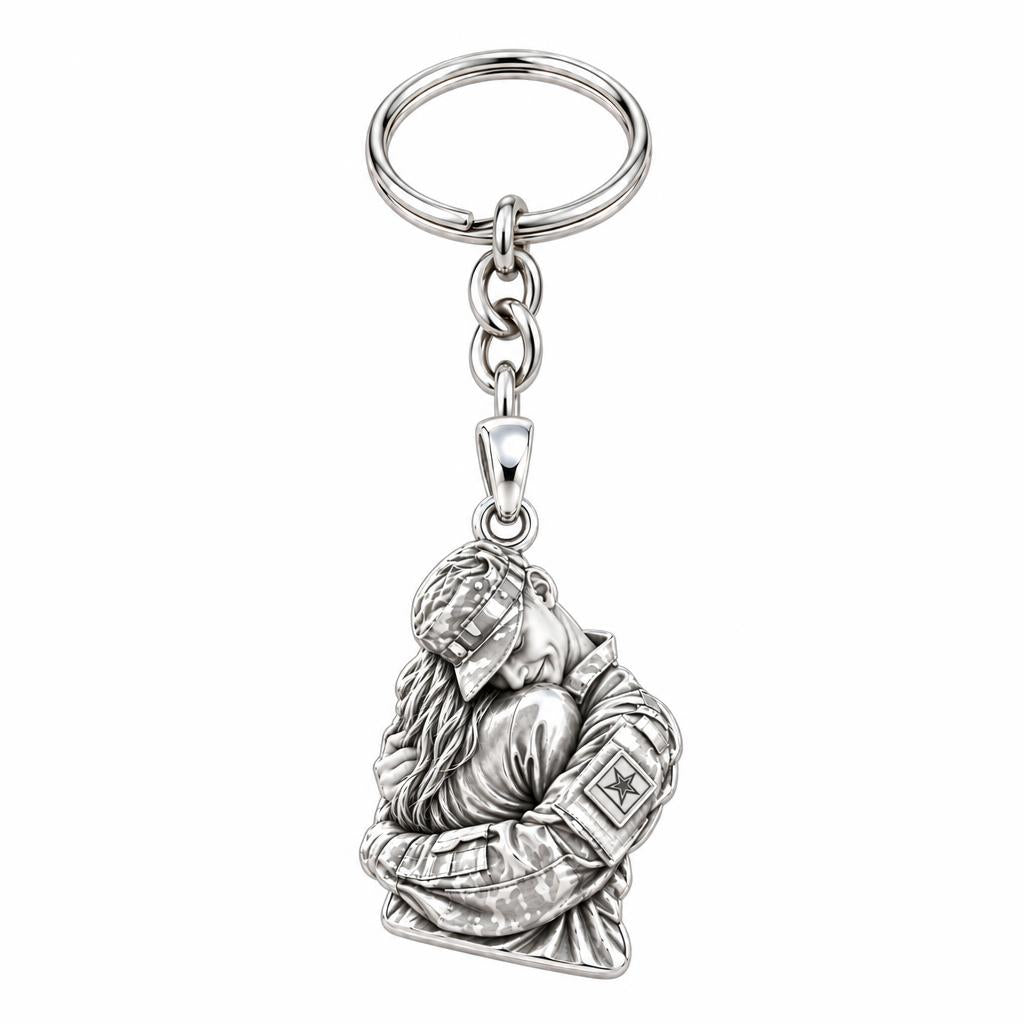 Homecoming Hug Charm Keychain – silver, front view