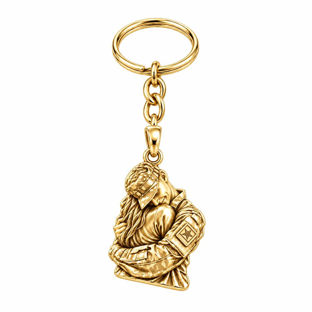 Homecoming Hug Charm Keychain – 18K gold, front view