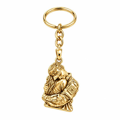 Homecoming Hug Charm Keychain – 18K gold, front view