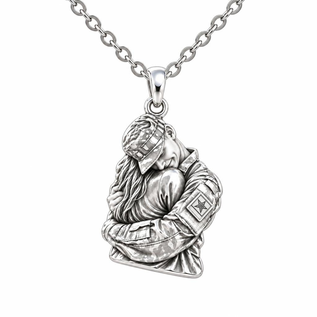 Homecoming Hug Charm Necklace Set – silver, front view