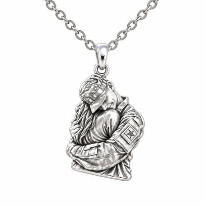 Homecoming Hug Charm Necklace Set – silver, front view
