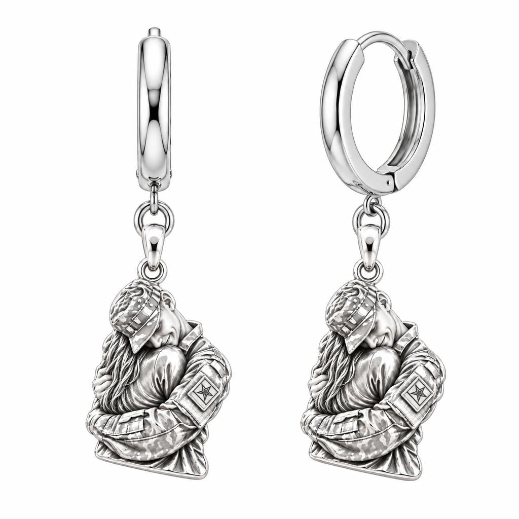 Homecoming Hug Huggie Charm Earrings – silver, front view