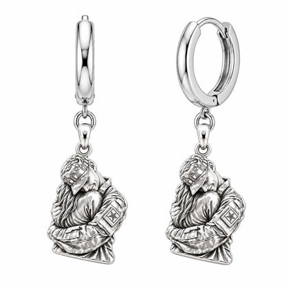 Homecoming Hug Huggie Charm Earrings – silver, front view